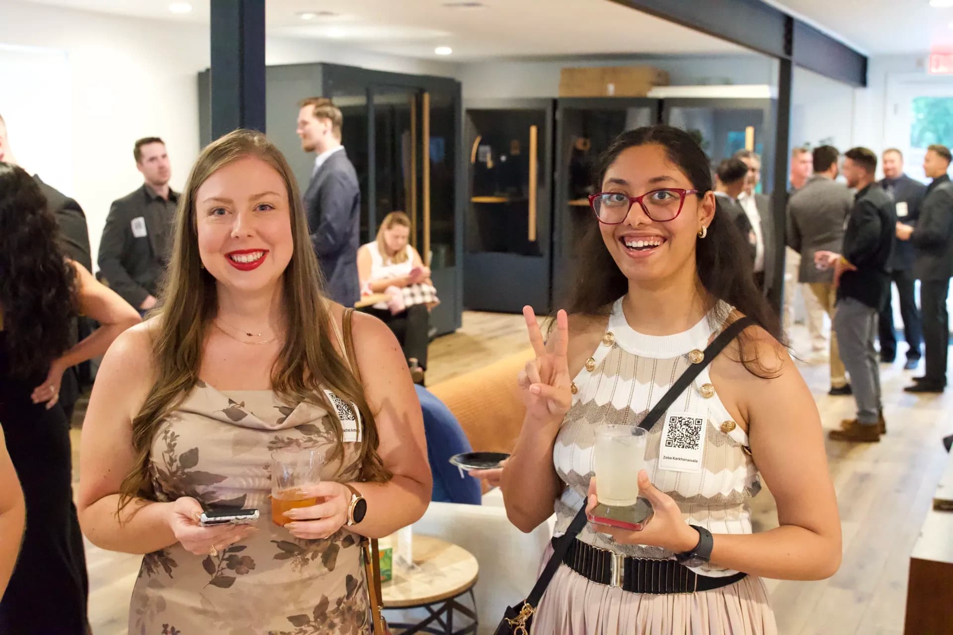 Guests networking over drinks